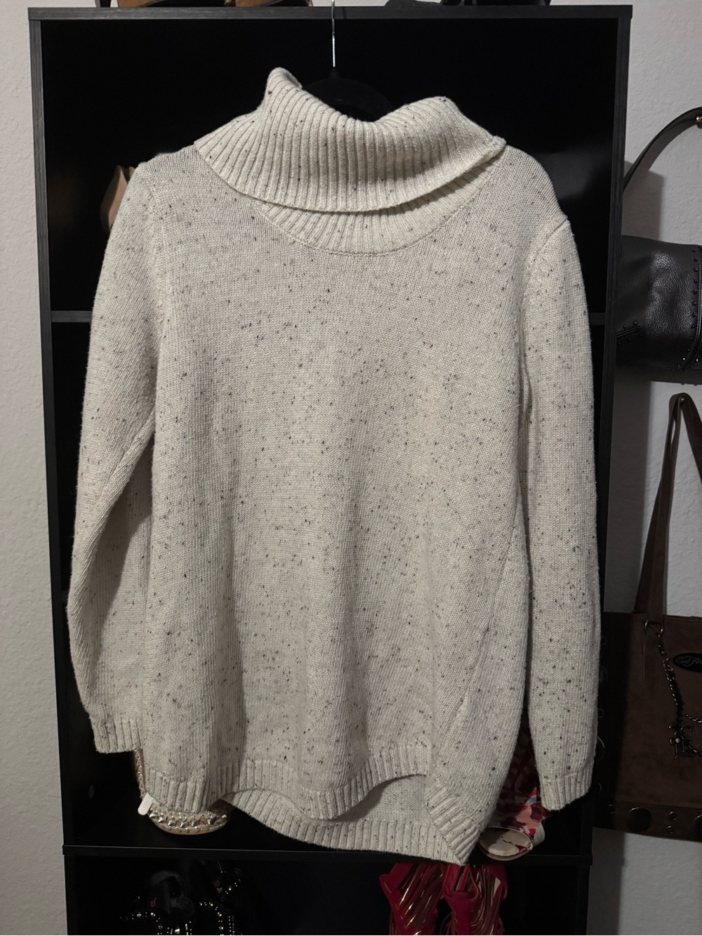 AB Studio Cream Speckled Turtleneck Sweater